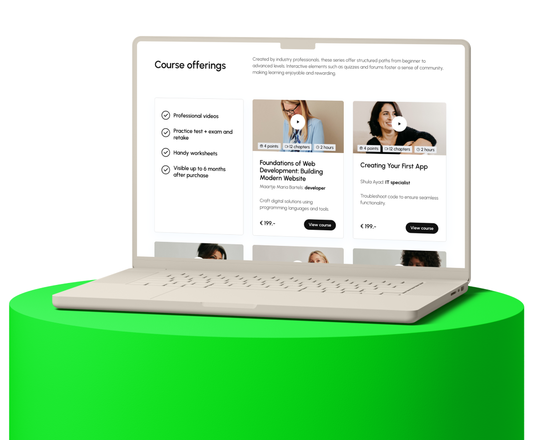 Courses on e-learning platform by LearningStream